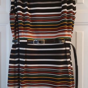 Multi colored Striped knee length dress